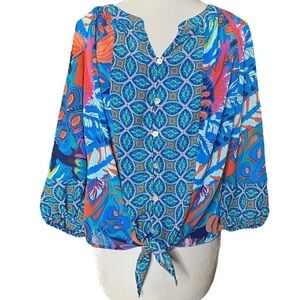 Fig and Flower Floral Boho Top. Size MP